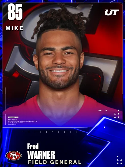 Fred Warner 85 OVR MIKE MUT card