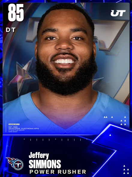 Jeffery Simmons 85 OVR DT MUT card