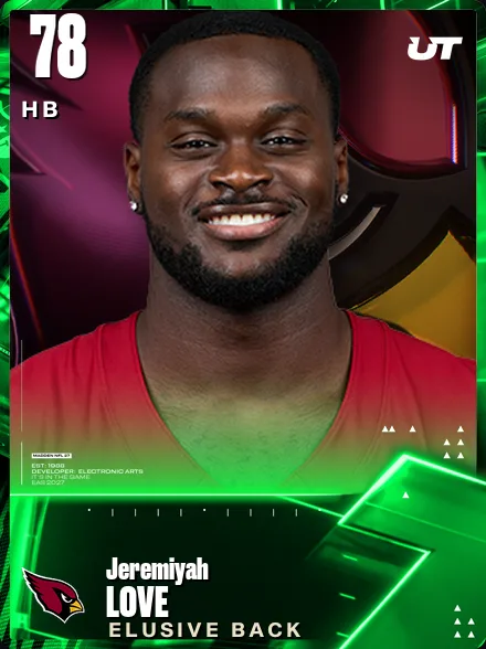 Jeremiyah Love 78 OVR HB MUT card