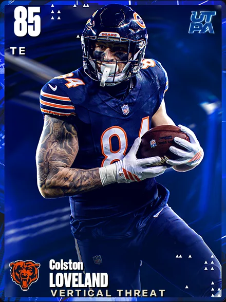 Colston Loveland 85 OVR TE MUT card