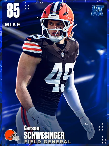 Carson Schwesinger 85 OVR MIKE MUT card