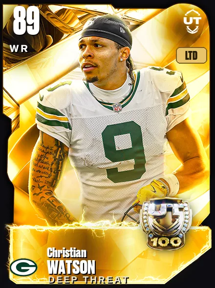 Christian Watson 89 OVR WR MUT card