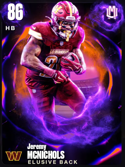 Jeremy McNichols 86 OVR HB MUT card