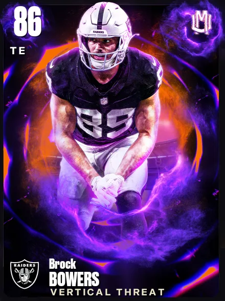 Brock Bowers 86 OVR TE MUT card