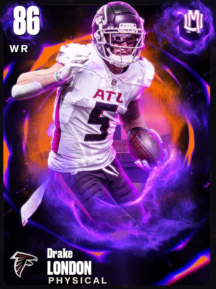 Drake London 86 OVR WR MUT card