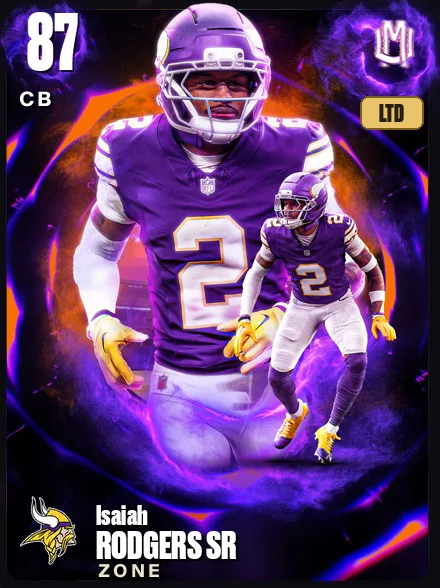 Isaiah Rodgers Sr 87 OVR CB MUT card