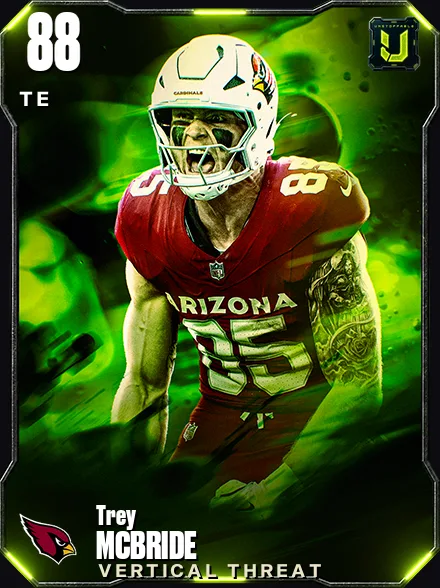 Trey McBride 88 OVR TE MUT card
