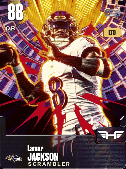 Lamar Jackson 88 OVR QB MUT card