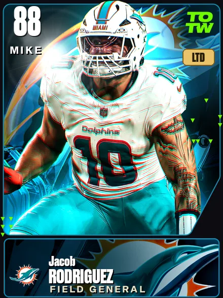 Jacob Rodriguez 88 OVR MIKE MUT card