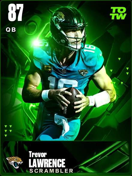 Trevor Lawrence 87 OVR QB MUT card