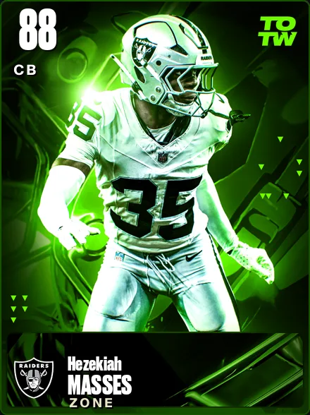 Hezekiah Masses 88 OVR CB MUT card