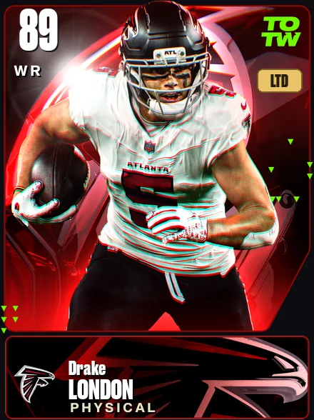 Drake London 89 OVR WR MUT card