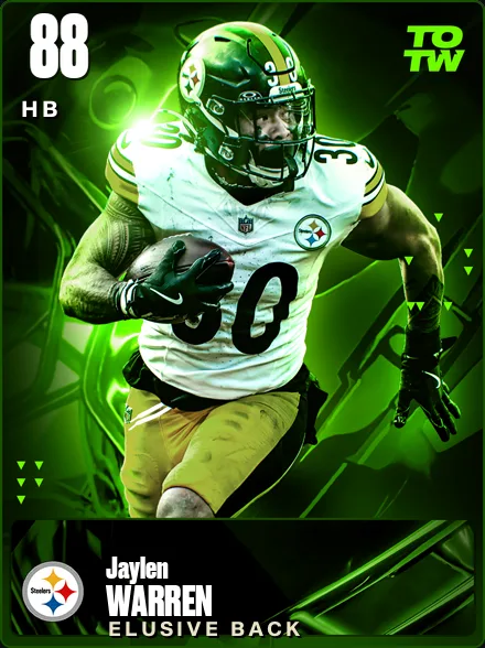 Jaylen Warren 88 OVR HB MUT card
