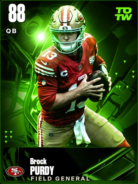 Brock Purdy 88 OVR QB MUT card