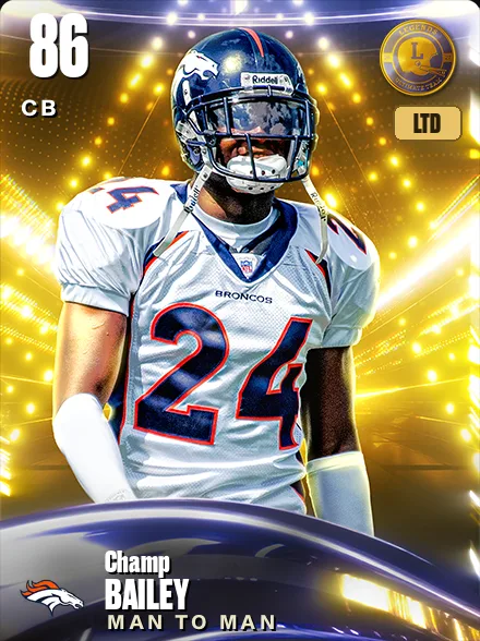 Champ Bailey 86 OVR CB MUT card