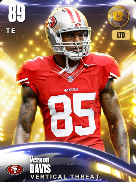 Vernon Davis 89 OVR TE MUT card