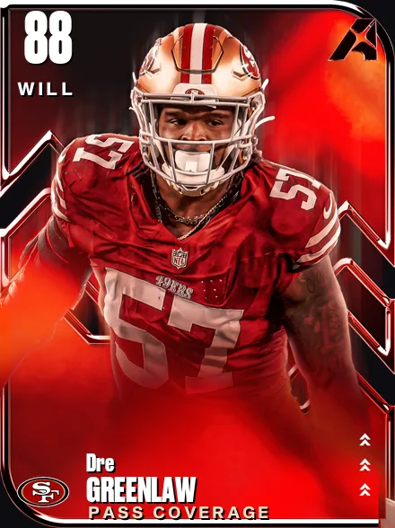 Dre Greenlaw 88 OVR WILL MUT card