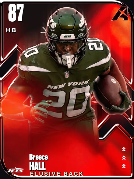 Breece Hall 87 OVR HB MUT card