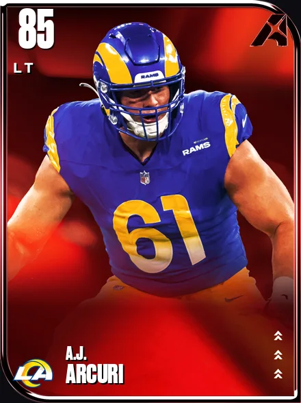A.J. Arcuri 85 OVR LT MUT card