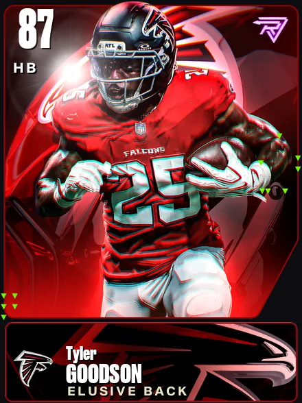 Tyler Goodson 87 OVR HB MUT card