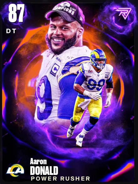 Aaron Donald 87 OVR DT MUT card