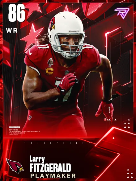 Larry Fitzgerald 86 OVR WR MUT card