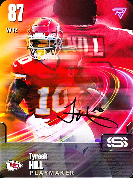 Tyreek Hill 87 OVR WR MUT card