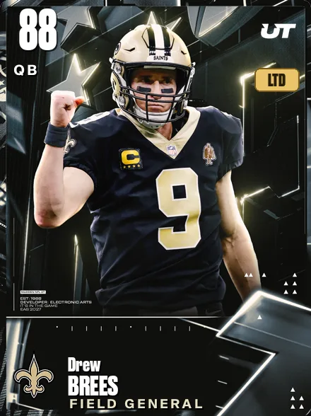 Drew Brees 88 OVR QB MUT card