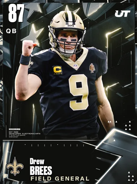 Drew Brees 87 OVR QB MUT card