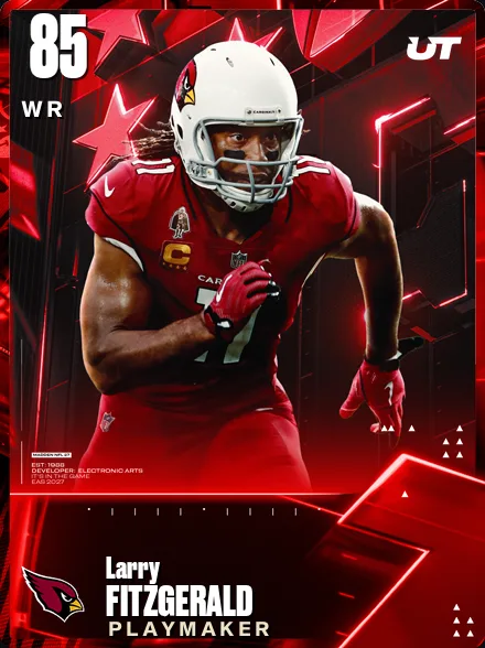 Larry Fitzgerald 85 OVR WR MUT card