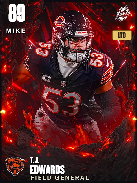 T.J. Edwards 89 OVR MIKE MUT card